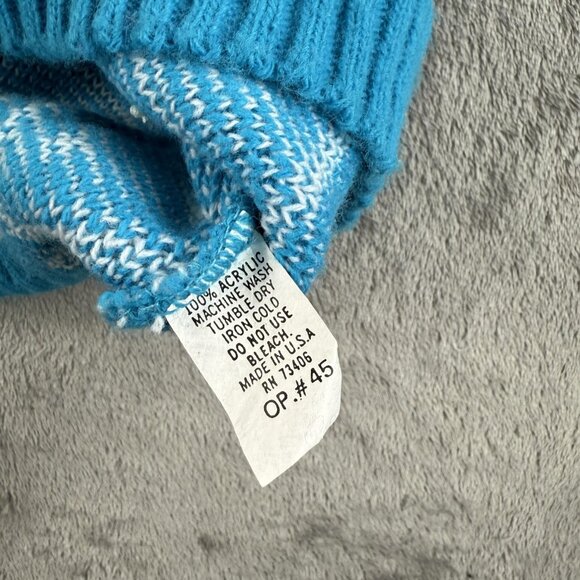 Vintage G.F.C. LTD Sweater Womens Medium Blue White Snowflake Beaded Made USA - Picture 11 of 15
